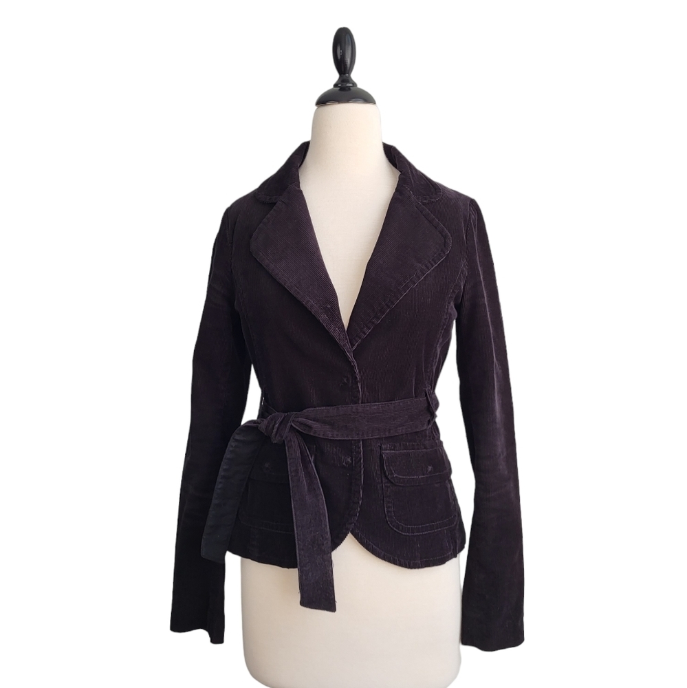 H&M Plum Corduroy Belted Blazer